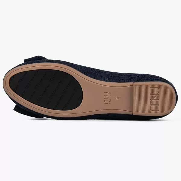 MUSSHOE Women's Flats Comfortable Bowknot Lace Breathable Ballet Flats for Women