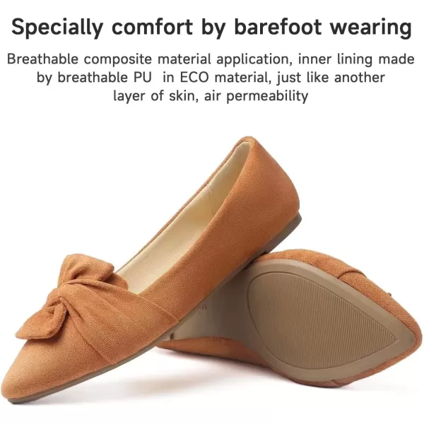 MUSSHOE Women's Flats Dressy Pointed Toe Comfortable Bowknot Ballet Flats Shoes