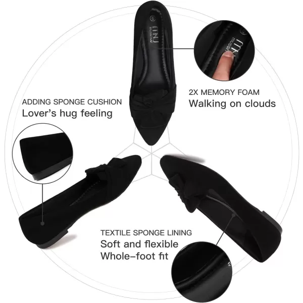 MUSSHOE Women's Flats Dressy Pointed Toe Comfortable Bowknot Ballet Flats Shoes