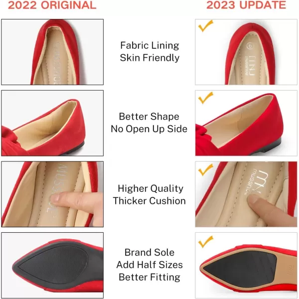 MUSSHOE Women's Flats Dressy Pointed Toe Comfortable Bowknot Ballet Flats Shoes