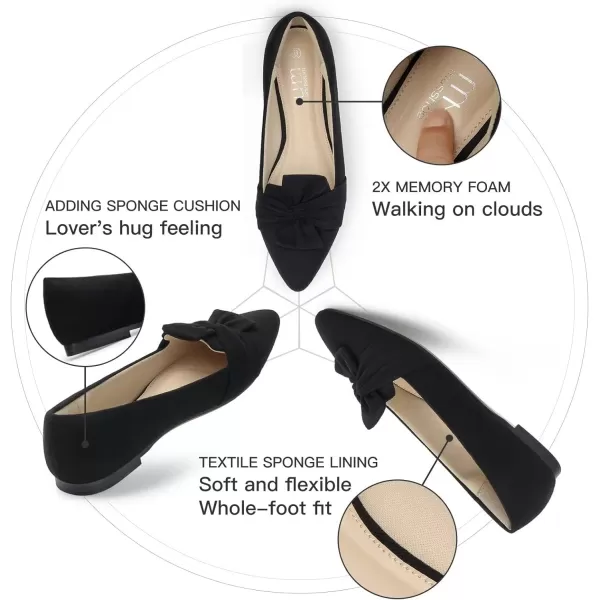 MUSSHOE Women's Flats Dressy Pointed Toe Comfortable Bowknot Ballet Flats Shoes