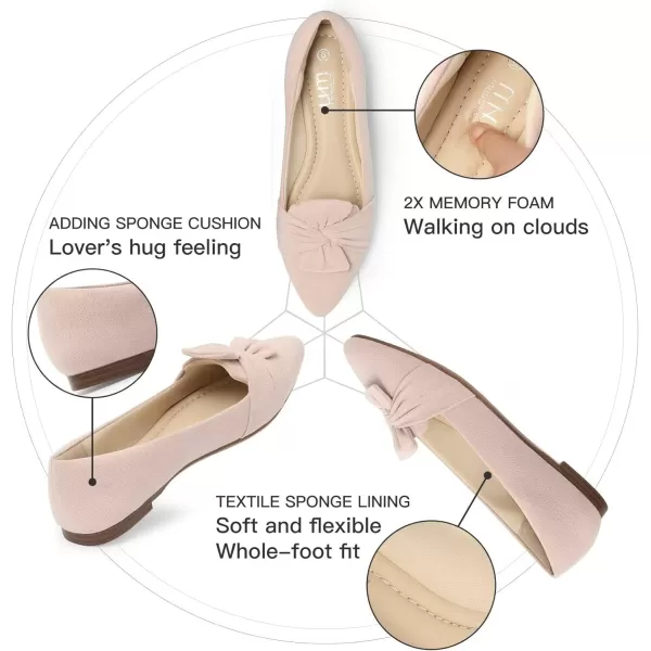 MUSSHOE Women's Flats Dressy Pointed Toe Comfortable Bowknot Ballet Flats Shoes