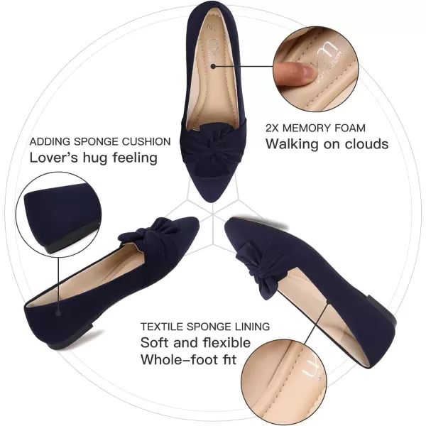 MUSSHOE Women's Flats Dressy Pointed Toe Comfortable Bowknot Ballet Flats Shoes