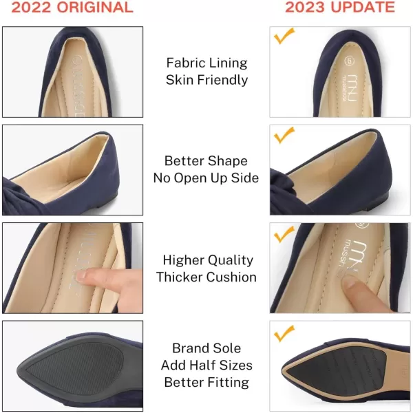 MUSSHOE Women's Flats Dressy Pointed Toe Comfortable Bowknot Ballet Flats Shoes