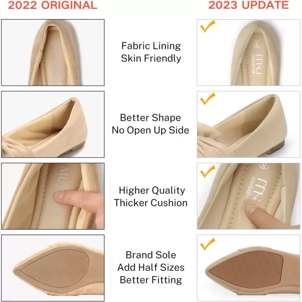 MUSSHOE Women's Flats Dressy Pointed Toe Comfortable Bowknot Ballet Flats Shoes