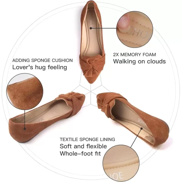 MUSSHOE Women's Flats Dressy Pointed Toe Comfortable Bowknot Ballet Flats Shoes