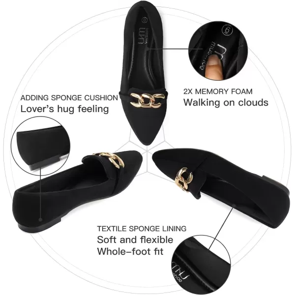 MUSSHOE Women's Loafers Comfortable Fashion Chain Flats Shoes for Women