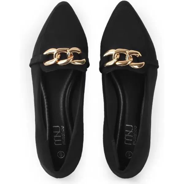 MUSSHOE Women's Loafers Comfortable Fashion Chain Flats Shoes for Women