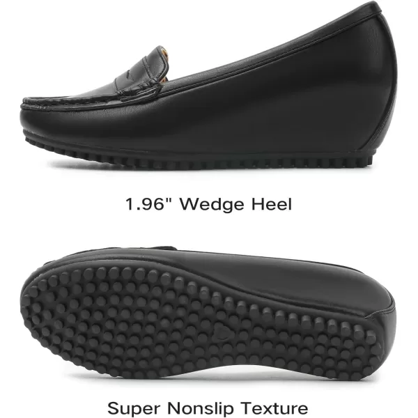 MUSSHOE Women's Mid Wedge Heel Pump Shoes Slip on Round Toe Wedge Pumps