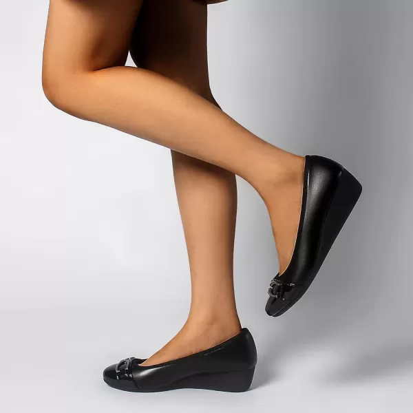 MUSSHOE Women's Mid Wedge Heel Pump Shoes Slip on Round Toe Wedge Pumps