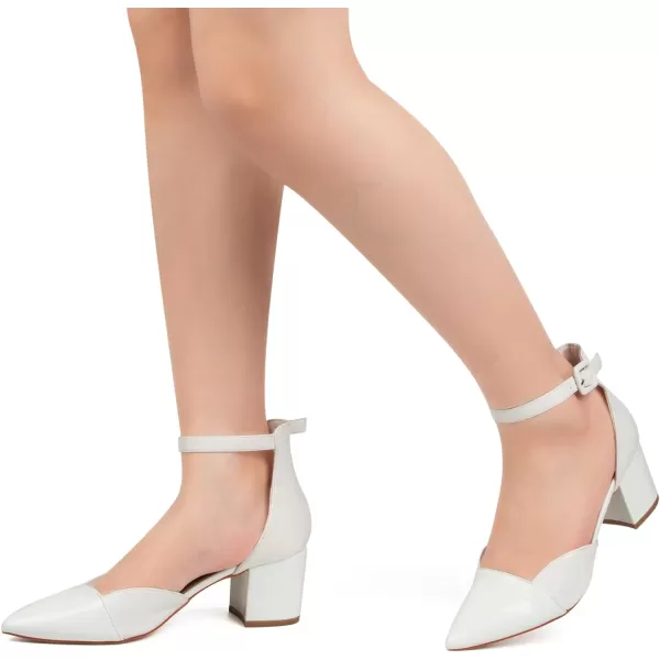 MUSSHOE Women's Pumps Ankle Strap Cap Toe Flats Pointed Closed Toe Heels for Women Comfortable Heels Dress Shoes Work Heels