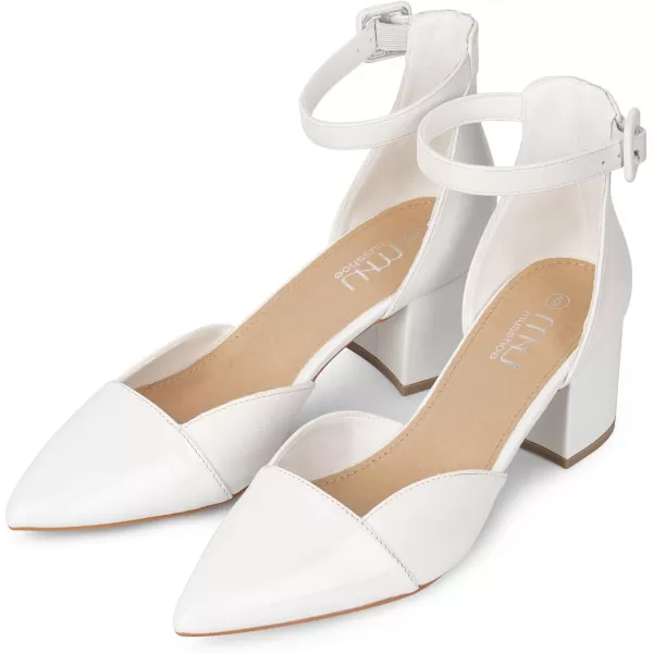 MUSSHOE Women's Pumps Ankle Strap Cap Toe Flats Pointed Closed Toe Heels for Women Comfortable Heels Dress Shoes Work Heels