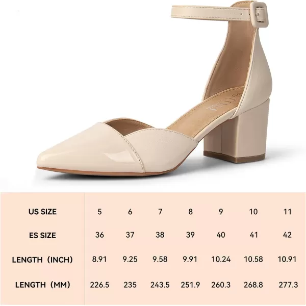 MUSSHOE Women's Pumps Ankle Strap Cap Toe Flats Pointed Closed Toe Heels for Women Comfortable Heels Dress Shoes Work Heels