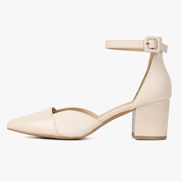 MUSSHOE Women's Pumps Ankle Strap Cap Toe Flats Pointed Closed Toe Heels for Women Comfortable Heels Dress Shoes Work Heels