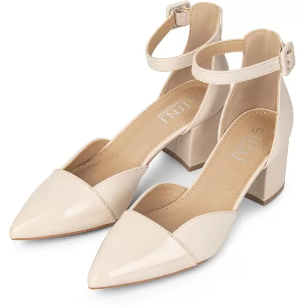 MUSSHOE Women's Pumps Ankle Strap Cap Toe Flats Pointed Closed Toe Heels for Women Comfortable Heels Dress Shoes Work Heels