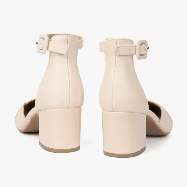 MUSSHOE Women's Pumps Ankle Strap Cap Toe Flats Pointed Closed Toe Heels for Women Comfortable Heels Dress Shoes Work Heels