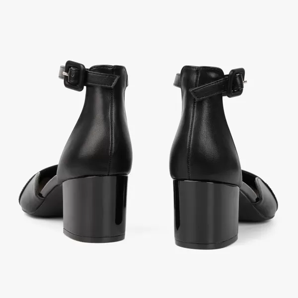 MUSSHOE Women's Pumps Ankle Strap Cap Toe Flats Pointed Closed Toe Heels for Women Comfortable Heels Dress Shoes Work Heels