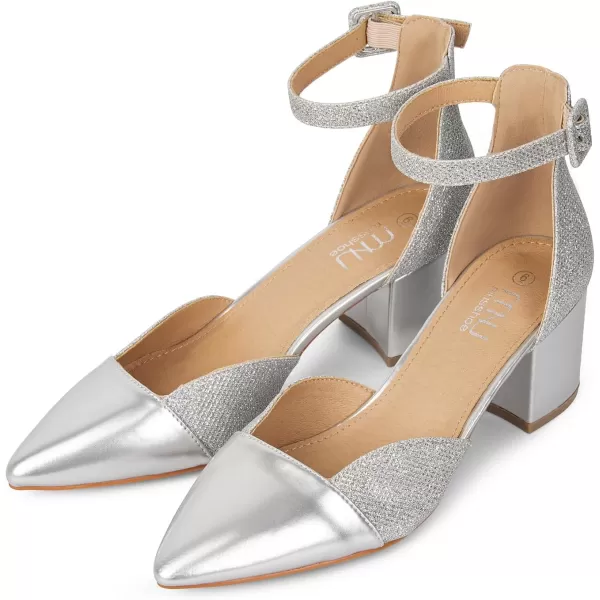 MUSSHOE Women's Pumps Ankle Strap Cap Toe Flats Pointed Closed Toe Heels for Women Comfortable Heels Dress Shoes Work Heels