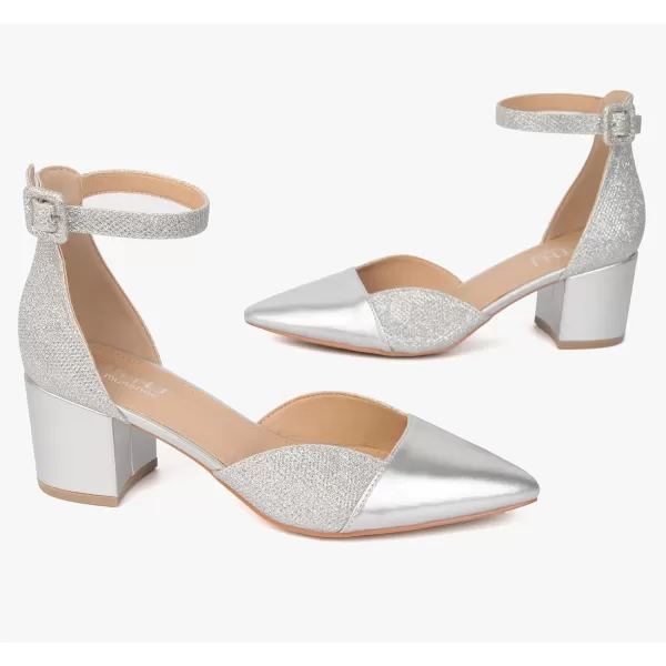 MUSSHOE Women's Pumps Ankle Strap Cap Toe Flats Pointed Closed Toe Heels for Women Comfortable Heels Dress Shoes Work Heels
