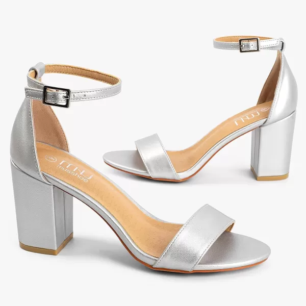 MUSSHOE Women's Sandals Block Chunky Heels for women Open Toe Ankle Buckle with Strappy Party Dress Pumps Shoes 3 inch