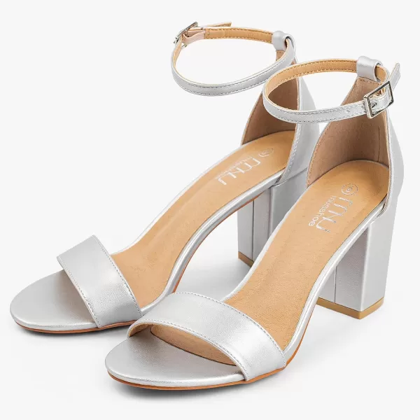 MUSSHOE Women's Sandals Block Chunky Heels for women Open Toe Ankle Buckle with Strappy Party Dress Pumps Shoes 3 inch