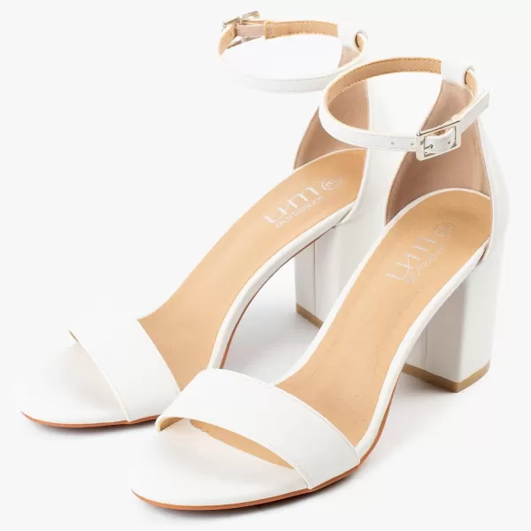 MUSSHOE Women's Sandals Block Chunky Heels for women Open Toe Ankle Buckle with Strappy Party Dress Pumps Shoes 3 inch