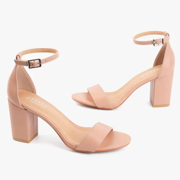 MUSSHOE Women's Sandals Block Chunky Heels for women Open Toe Ankle Buckle with Strappy Party Dress Pumps Shoes 3 inch