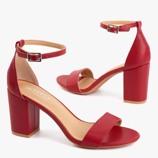 MUSSHOE Women's Sandals Block Chunky Heels for women Open Toe Ankle Buckle with Strappy Party Dress Pumps Shoes 3 inch