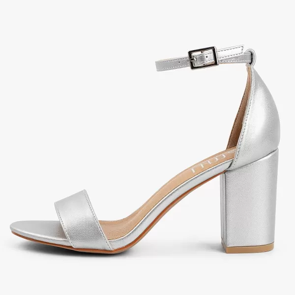 MUSSHOE Women's Sandals Block Chunky Heels for women Open Toe Ankle Buckle with Strappy Party Dress Pumps Shoes 3 inch
