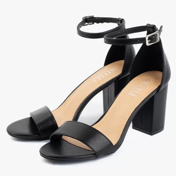 MUSSHOE Women's Sandals Block Chunky Heels for women Open Toe Ankle Buckle with Strappy Party Dress Pumps Shoes 3 inch