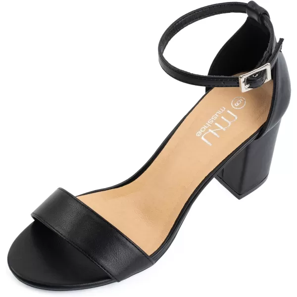 MUSSHOE Women's Sandals Block Chunky Heels for women Open Toe Ankle Buckle with Strappy Party Dress Pumps Shoes 3 inch