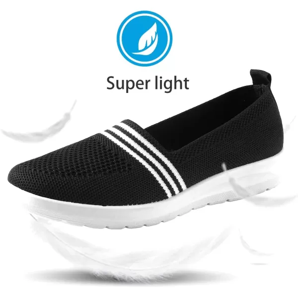 MUSSHOE Womens Walking Shoes Slip on Comfortable Elastic Knit Women Sneakers