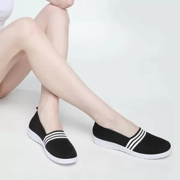 MUSSHOE Womens Walking Shoes Slip on Comfortable Elastic Knit Women Sneakers