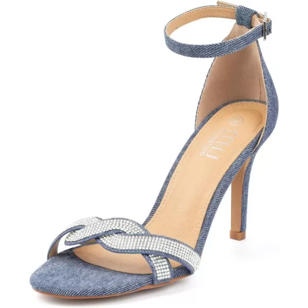 High Heels Sandals for Women Rhinestone Open Toe Slip On with Strappy Strap Dressy Sparkly Heel Bridal Shoes Comfy Sexy Cute