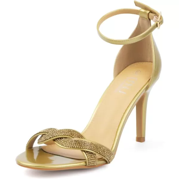 High Heels Sandals for Women Rhinestone Open Toe Slip On with Strappy Strap Dressy Sparkly Heel Bridal Shoes Comfy Sexy Cute