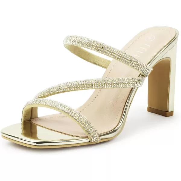 High Heels Sandals for Women Rhinestone Open Toe Slip On with Strappy Strap Dressy Sparkly Heel Bridal Shoes Comfy Sexy Cute