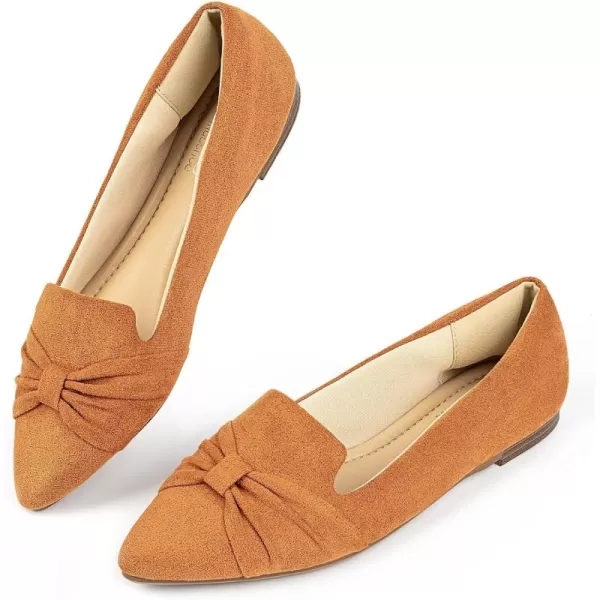 MUSSHOE Ballet Flats Dress Shoes for Women Comfortable Women's Pointed Toe Flat Slip On with Bow