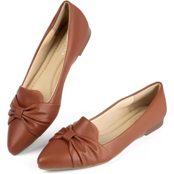 MUSSHOE Ballet Flats Dress Shoes for Women Comfortable Women's Pointed Toe Flat Slip On with Bow