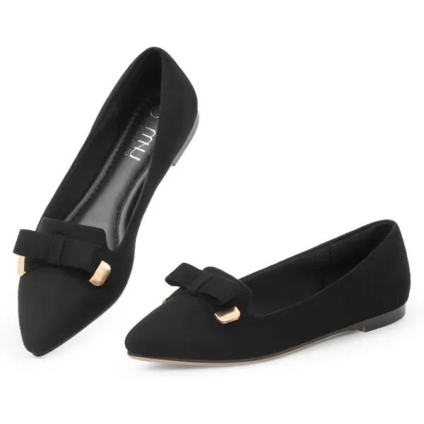 MUSSHOE Ballet Flats Dress Shoes for Women Comfortable Women's Pointed Toe Flat Slip On with Bow