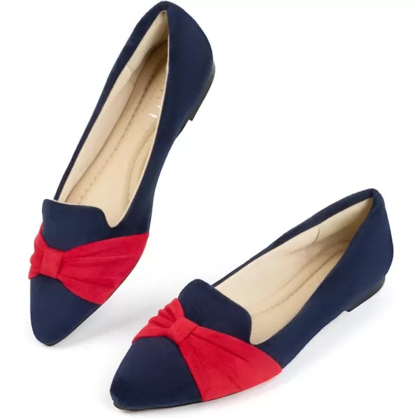 MUSSHOE Ballet Flats Dress Shoes for Women Comfortable Women's Pointed Toe Flat Slip On with Bow