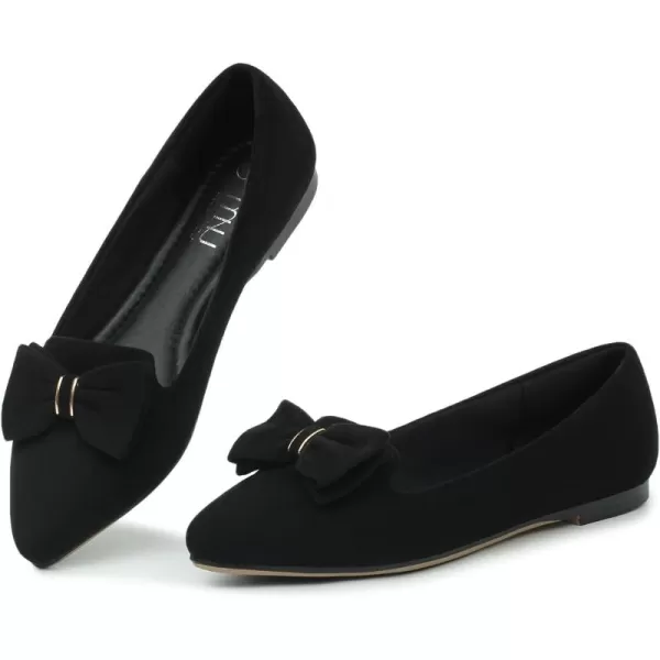 MUSSHOE Ballet Flats Dress Shoes for Women Comfortable Women's Pointed Toe Flat Slip On with Bow