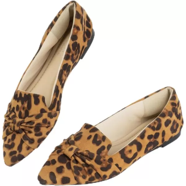 MUSSHOE Ballet Flats Dress Shoes for Women Comfortable Women's Pointed Toe Flat Slip On with Bow