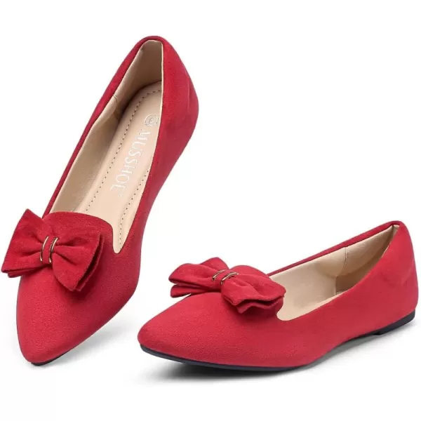 MUSSHOE Ballet Flats Dress Shoes for Women Comfortable Women's Pointed Toe Flat Slip On with Bow