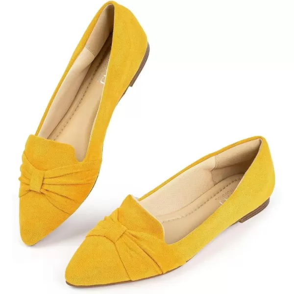 MUSSHOE Ballet Flats Dress Shoes for Women Comfortable Women's Pointed Toe Flat Slip On with Bow