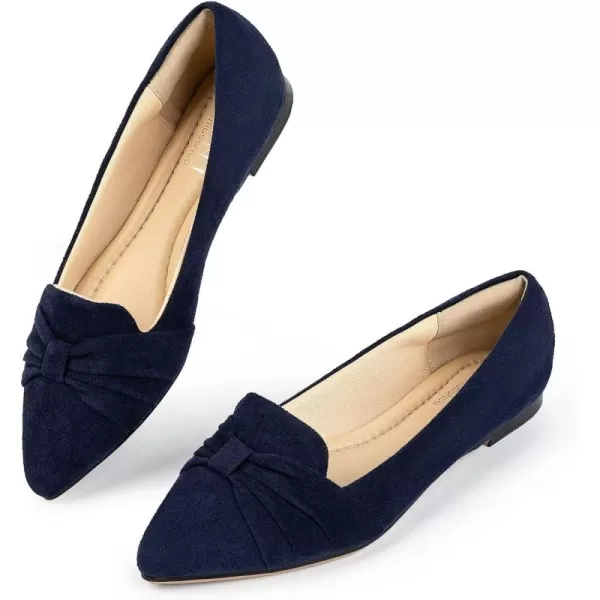 MUSSHOE Ballet Flats Dress Shoes for Women Comfortable Women's Pointed Toe Flat Slip On with Bow