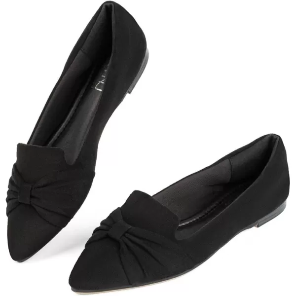 MUSSHOE Ballet Flats Dress Shoes for Women Comfortable Women's Pointed Toe Flat Slip On with Bow