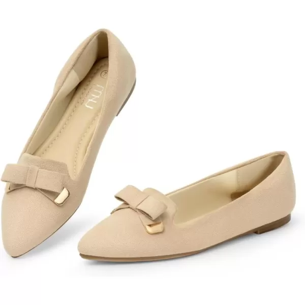 MUSSHOE Ballet Flats Dress Shoes for Women Comfortable Women's Pointed Toe Flat Slip On with Bow