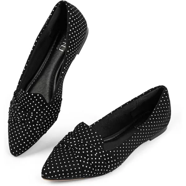MUSSHOE Ballet Flats Dress Shoes for Women Comfortable Women's Pointed Toe Flat Slip On with Bow