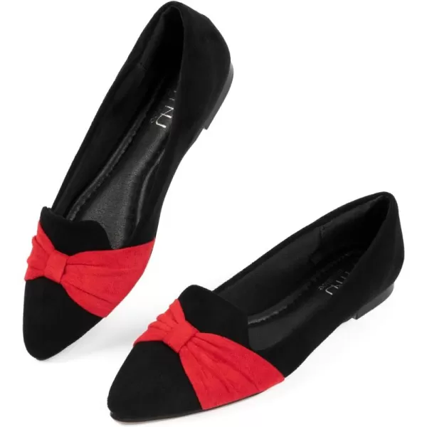 MUSSHOE Ballet Flats Dress Shoes for Women Comfortable Women's Pointed Toe Flat Slip On with Bow
