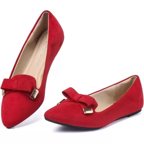 MUSSHOE Ballet Flats Dress Shoes for Women Comfortable Women's Pointed Toe Flat Slip On with Bow